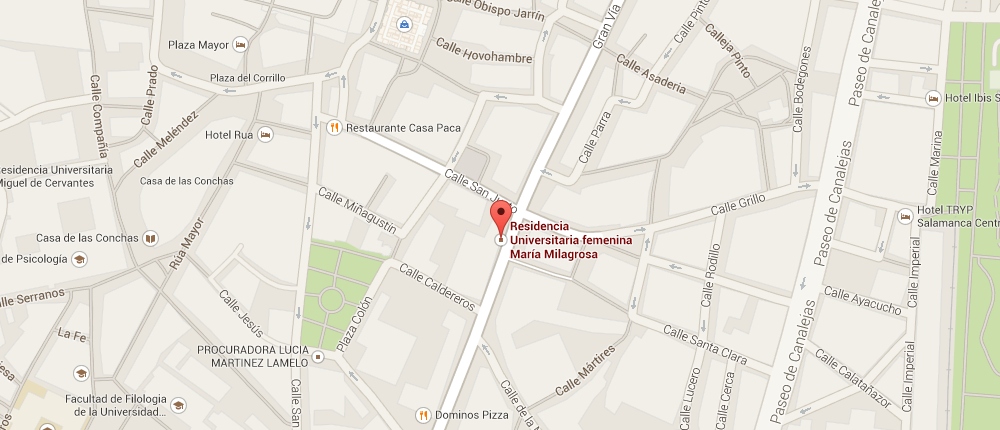 Ubicación de la Residencia en el plano de Salamanca de Google Maps